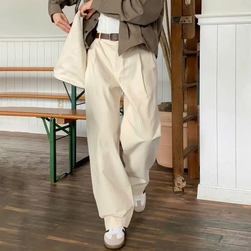 Quần Kaki Xếp Ly Ống Rộng Cạp Cao Unisex Nam Nữ Tiệm Nhà SƠN 0