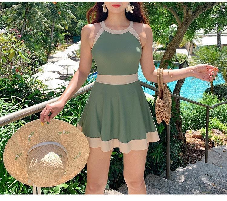 Product Introduction of New One Piece Skirt Ladies Style One Piece Swimsuit Women's Small Fresh Backless Strap Conservative Slim Bikini 17