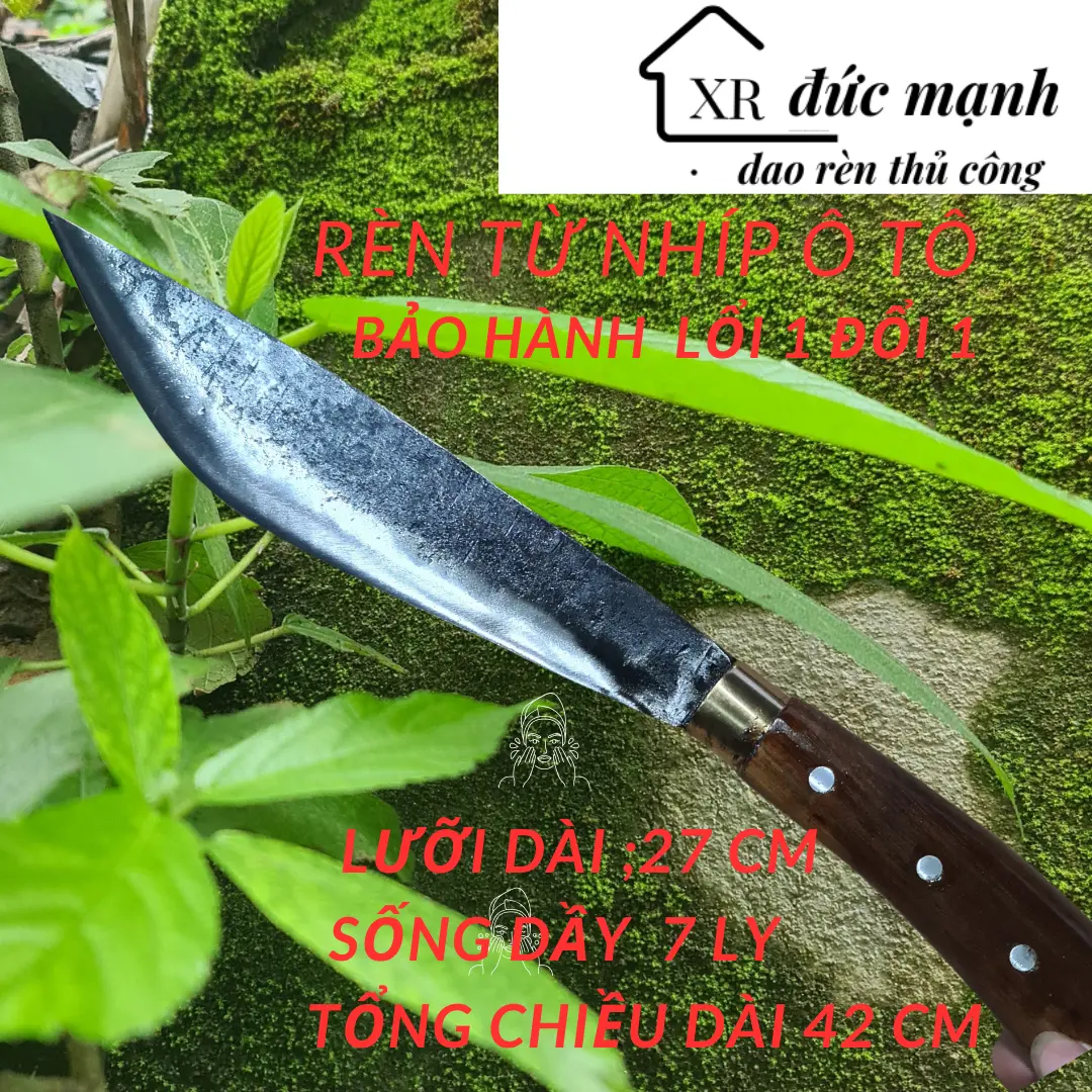 dao mèo đi rừng chặt cây, chặt củi ,rèn từ nhíp ô tô ,nặng 800 gam