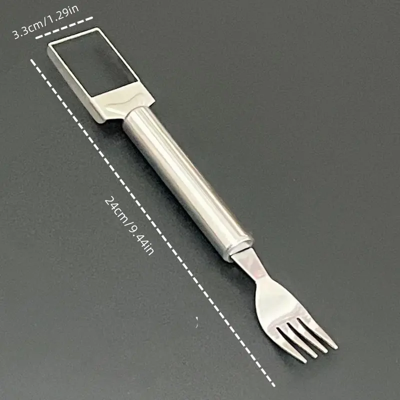 2 in 1 Watermelon Cutter & Fork, 2pcs/set Stainless Steel Fruit Cutter, Fruit & Vegetable Utensils for Home Kitchen, Fruit Knives 1