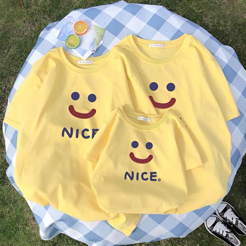 Áo Thun Gia Đình Dễ Thương, Họa Tiết NICE Sắc Nét - Đồ Đôi Bố Mẹ và Bé, Đi Chơi, Đi Biển, Mặc Ở Nhà Mát Mẻ AGD077