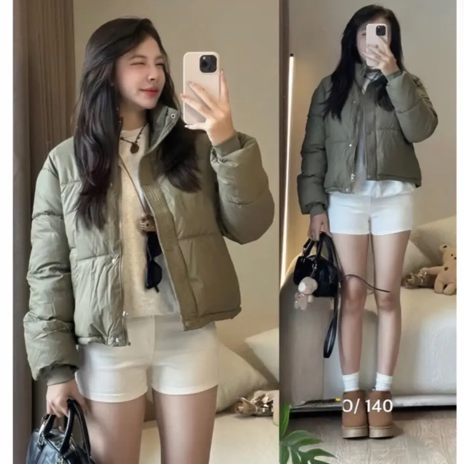 Áo Phao Da dáng ngắn hót 2024 (BẢO HÀNH DA) áo Nữ croptop Jacket Women