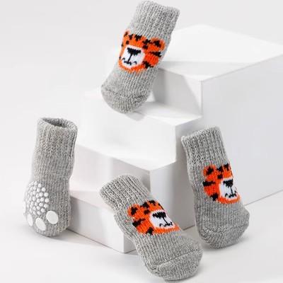 Bộ 4 chiêc Tất cho chó mèo - Vớ đi chân cho thú cưng chất liệu xin xò có lớp chống trơn trượt 5