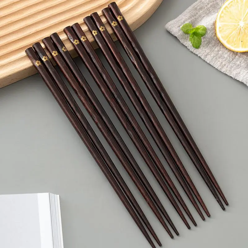 Wooden Chopsticks Set, 1 Pair/5 Pairs Cherry Blossom Pointed Art Chopsticks, Vintage Chopsticks Set for Home Kitchen Dining Room【Only Chopsticks】 2