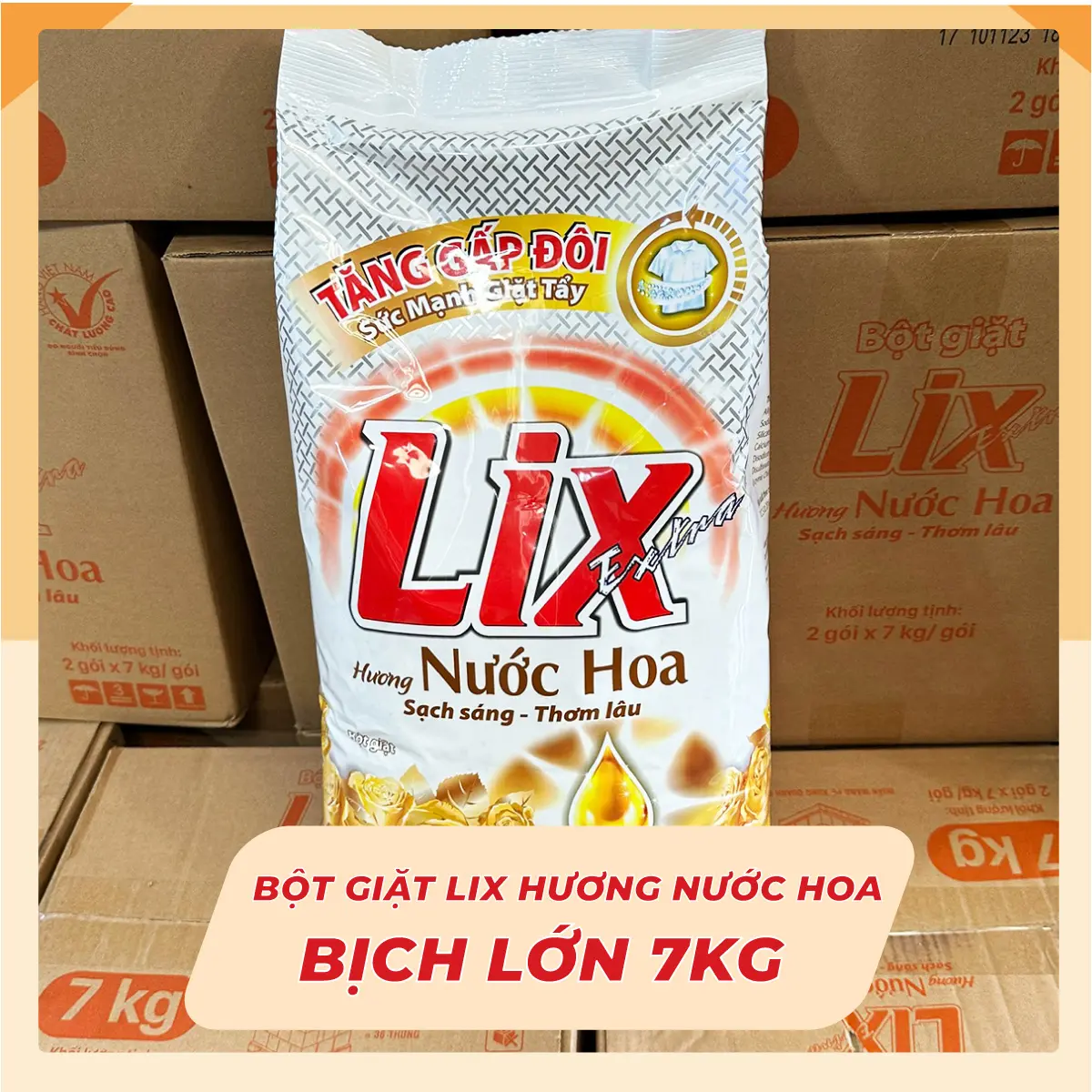 Bột Giặt LIX Extra BỊCH 7KG - Hương Nước Hoa, Sạch Sáng, Thơm Lâu - Mã EH070 - Hàng Chính Hãng