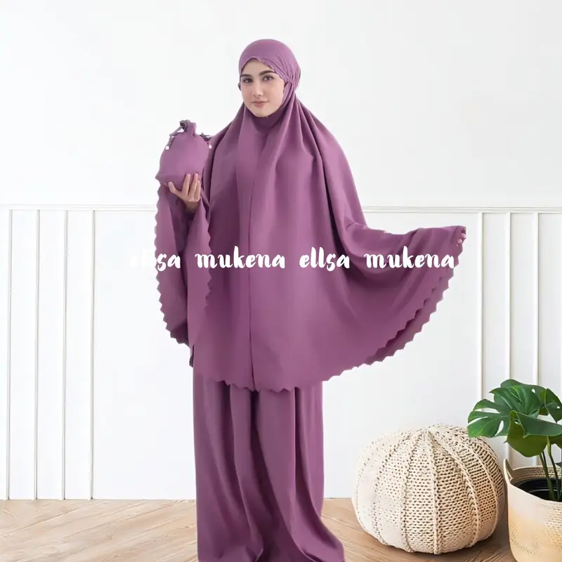 Mukena Dewasa Traveling Malda Lasercut 2in1 Katun Mikro Super Silky Polos 3