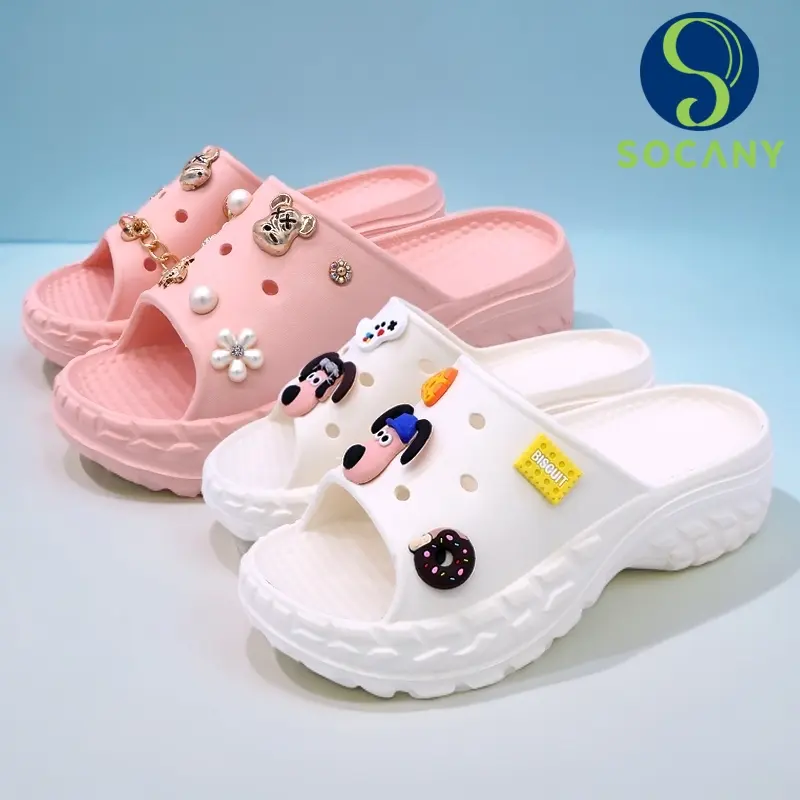 Socany Sandal Wanita Jelly Fuji Motif Wanita Slip-On Kartun EVA Sandal Wedges Wanita Empuk Rumahan Size 36-41 0
