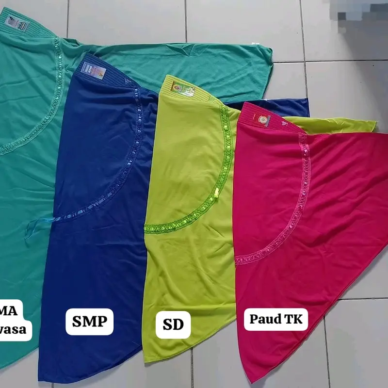 Jilbab Anak Sekolah Paud TK SD SMP SMA Robbani Dewasa - Bahan Kaos PE Tebal Adem - Muslim, Pita, Kerudung, Serut, Putih, Instan 6