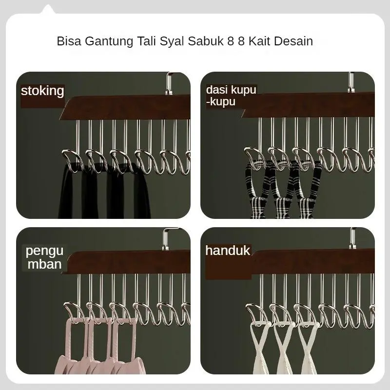 Hanger Kayu Rak Penyimpanan Pakaian Dalam Kamisol Gantungan Baju Anti Slip - Model Terbaru 3