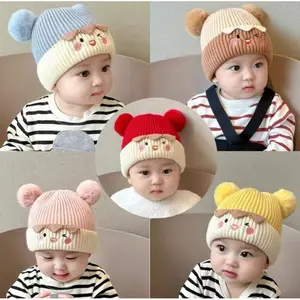 eOnePro Topi Rajut Bayi Lucu Kuping Boneka - Knit Wool Hangat 0-18 Bulan / Beanie Baby Hat Unisex