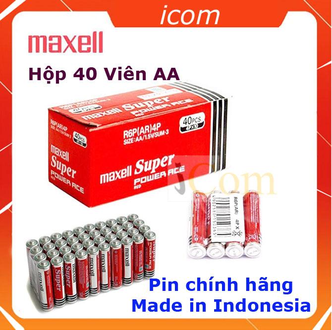 Hộp 40 Viên Pin AA Maxell ( pin tiểu ) carbon Siêu Bền R6P (Đỏ) Maxell Super Power Ace