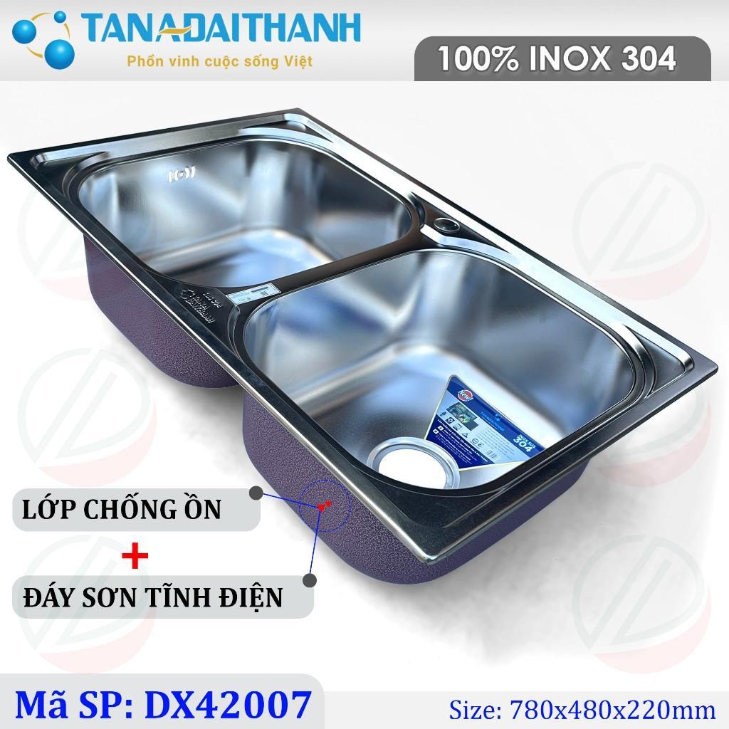 Chậu Rửa Chén Bát Tân Á Đại Thành Inox SUS304 Loại 2 Hộc Nhiều Kích Thước - Đáy chậu sơn tĩnh điện, cao su chống ồn cao cấp