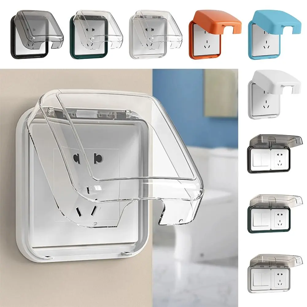 Portable 86 Type Switch Protective Cover Waterproof Splash-Proof Socket Protector Self-Adhesive Power Outlet Electric Plug Cover for Home