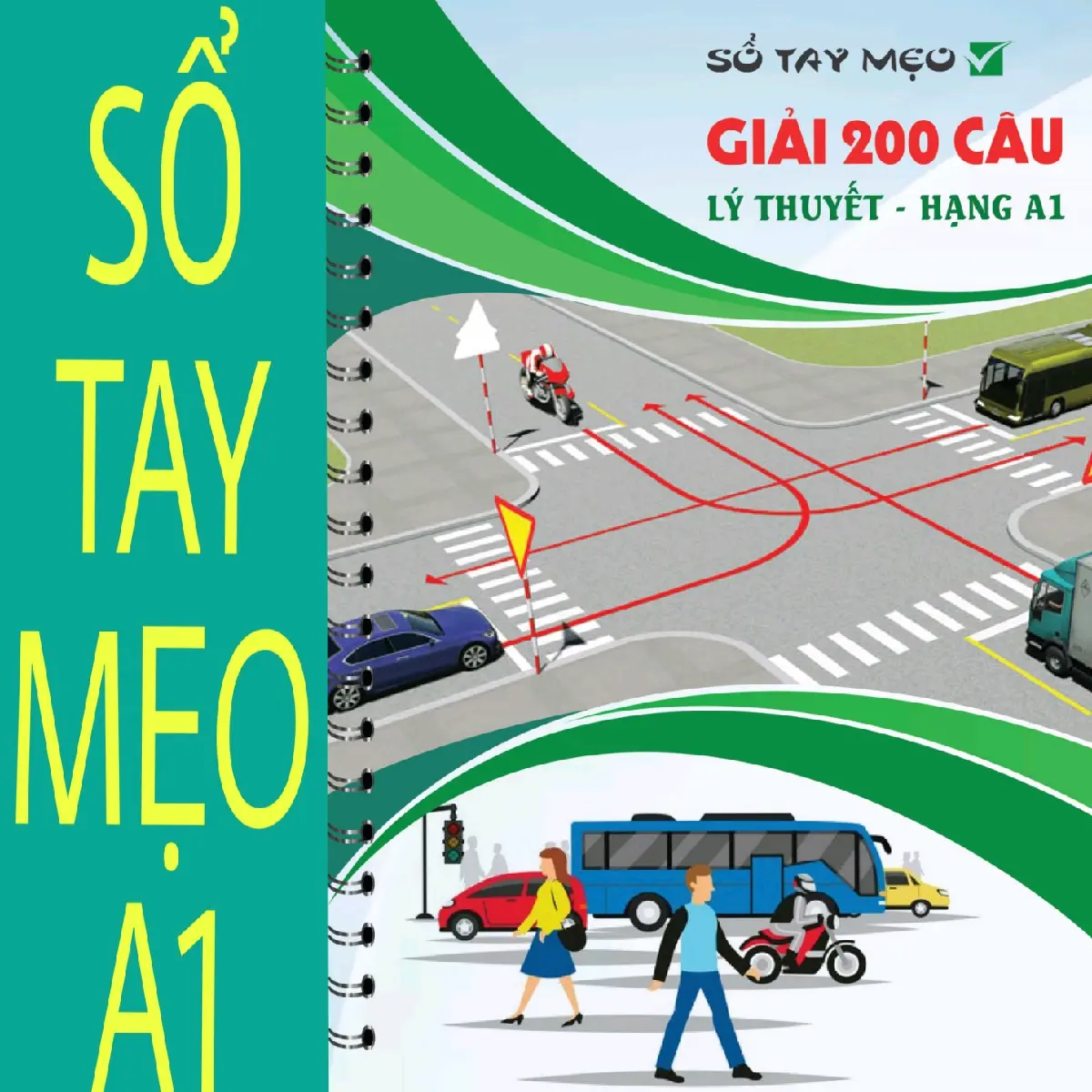 Sổ Tay Luyện Thi Lý Thuyết Hạng A1 200 Câu bút  gel giấy