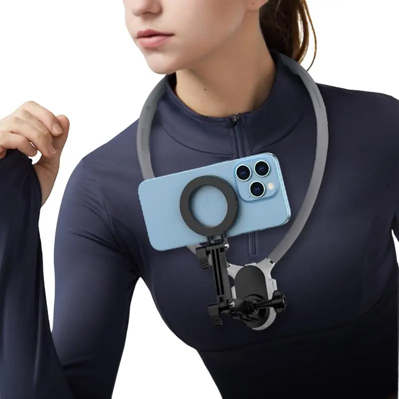 Magnetic Neck Mount, Hands-free Magnetic Neck Mount, Secure Holder for Phones, for iPhone 15/14/13/12 Series, Tripod Head, Gimbal Stabilizer, Electronics Accessories, Phone Mounted, Phone Camera Mount