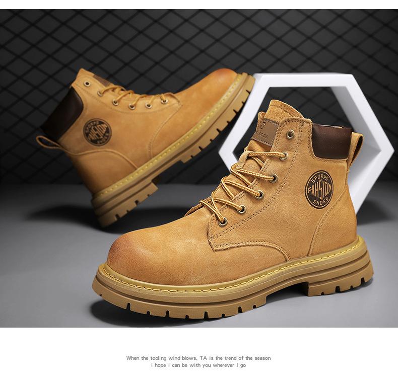 Product Introduction of Worker Boots Genuine Leather Retro Martin Boots for Women British Style High-Top Trendy Worker Boot Fashion All-Matching Girl Walking Shoes Shoes Footwear Comfort Fasciitis Decor Onyx sport  shoes  men tennis  shoes 18