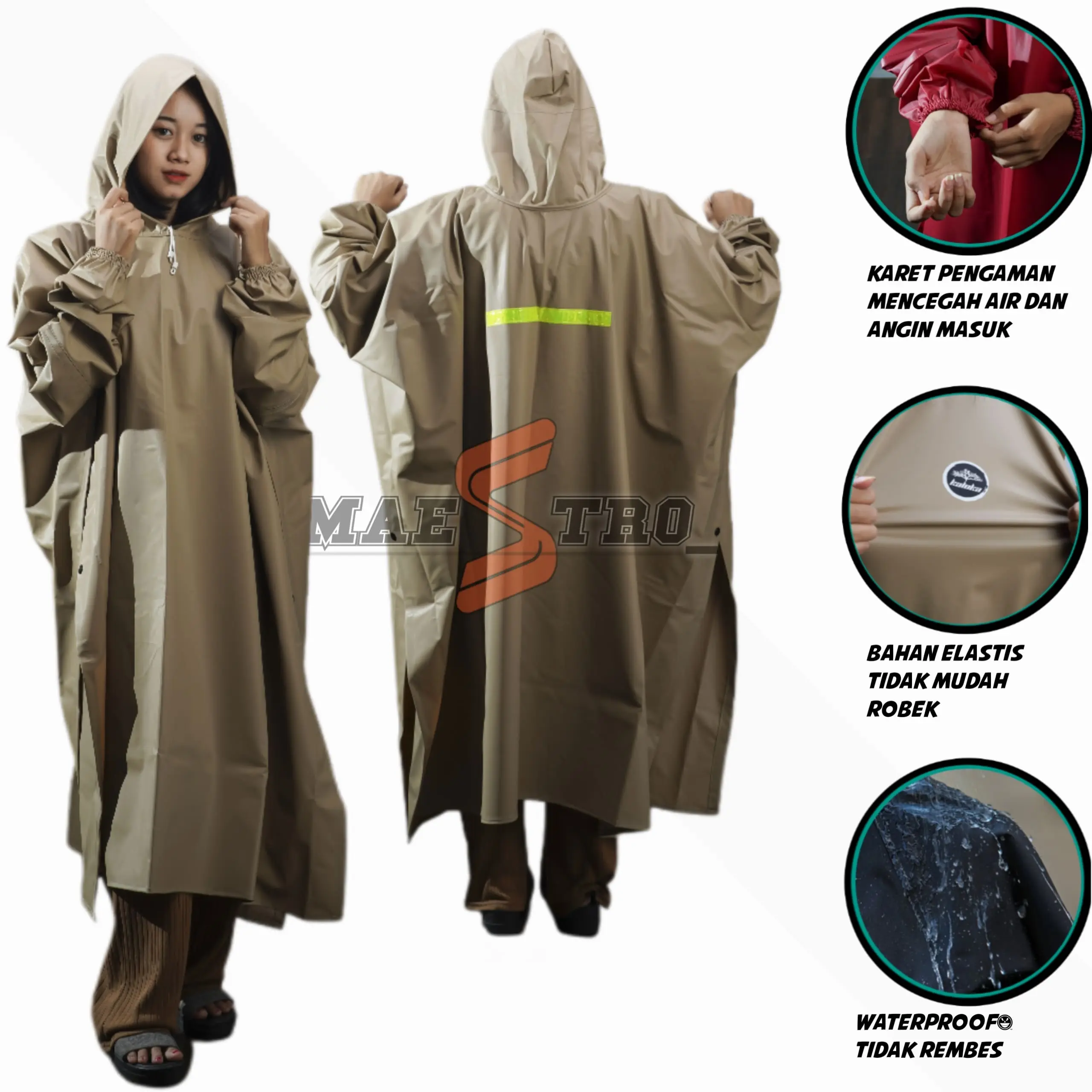 Jas Hujan ponco lengan jumbo Pria wanita dewasa mantel mantol ujan poncho anti rembes murah pvc travelling ponco lgn biru xxl