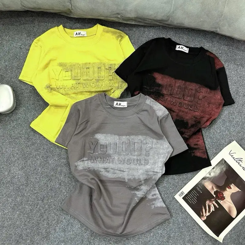 Áo thun Babytee phom ôm nữ phối chữ Loang dập nổi ( Mã YOU DO ) 6