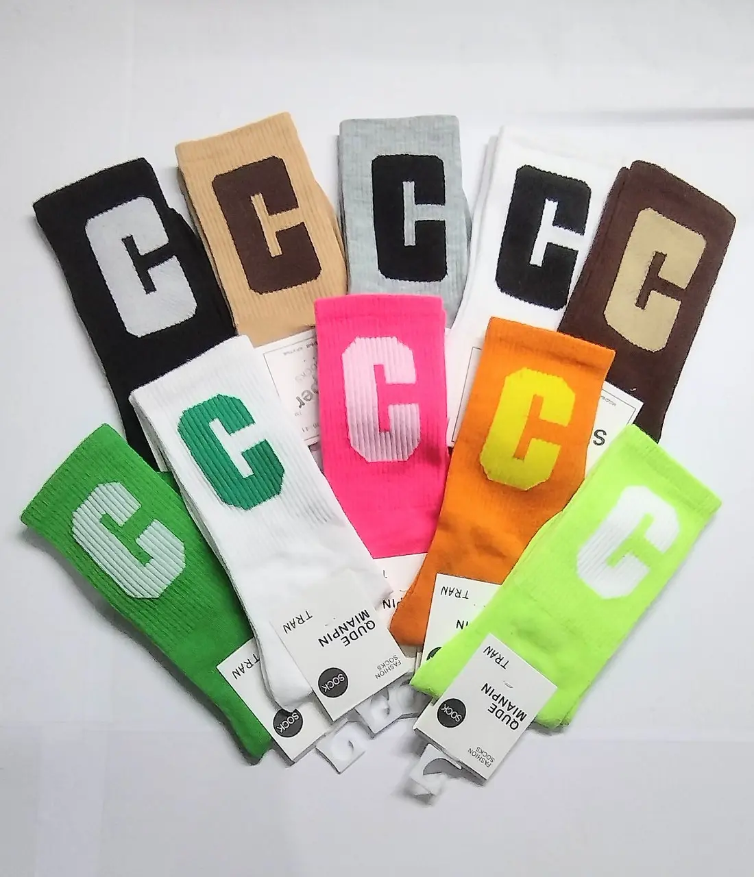 Tất nam nữ cao cổ unisex họa tiết số chữ C nhiều màu chất cotton mềm min đẹp (TCCM) Menswear Menswear