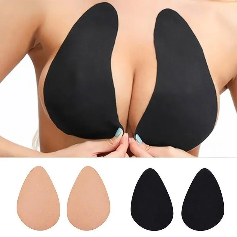 1 Pair Water Drop Shaped Invisible Breast Pads Women Large Size Adhesive Bra Silicone Lifting Nipple Cover Push Up Chest Sticker