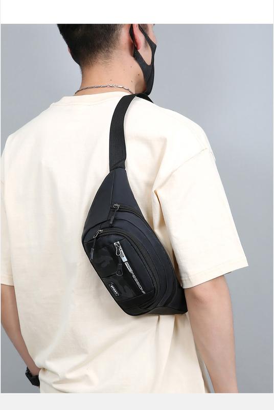 Product Introduction of Solid Color Men Chest Bag Outdoor Sports Waist Pack For Boys Multi Layered Design Crossbody Bags 6