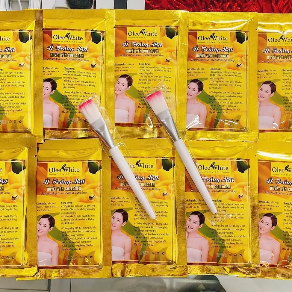 Combo 10 Gói ,ủ Trắng Mặt Huyết yến Colagen , dưỡng trắng Da ( tặng kèm 2 cọ)