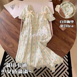 Baju Tidur Campuran Kapas, Ringan, dengan Sisipan Cawan Lancar, Gaya Minimalis Muda, Selesa Menyerap Lembapan, Sesuai untuk Pakaian Tidur Wanita, Pakaian Rumah dan Aktiviti Riadah