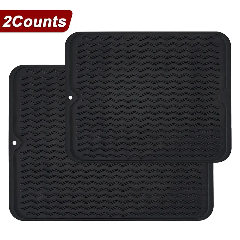 Silicone Tableware Drying Mat, Heat Resistant Non-slip Placemat, Kitchen Countertop Protector, Kitchen Accessories for Home Use 7