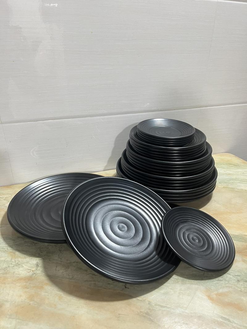 Product Introduction of Đĩa tròn gân nhám (đen, nâu) nhựa phíp Melamine nhiều Size 15,18,20,23,25,28cm Việt Nhật 2