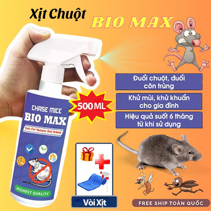 Chai Xịt Đuổi Chuột Bio MAX 500 ML Công Nghệ Đức - Không Mùi Nguồn Gốc Thảo Mộc, An toàn Xua Đuổi Chuột, Gián, Côn Trùng
