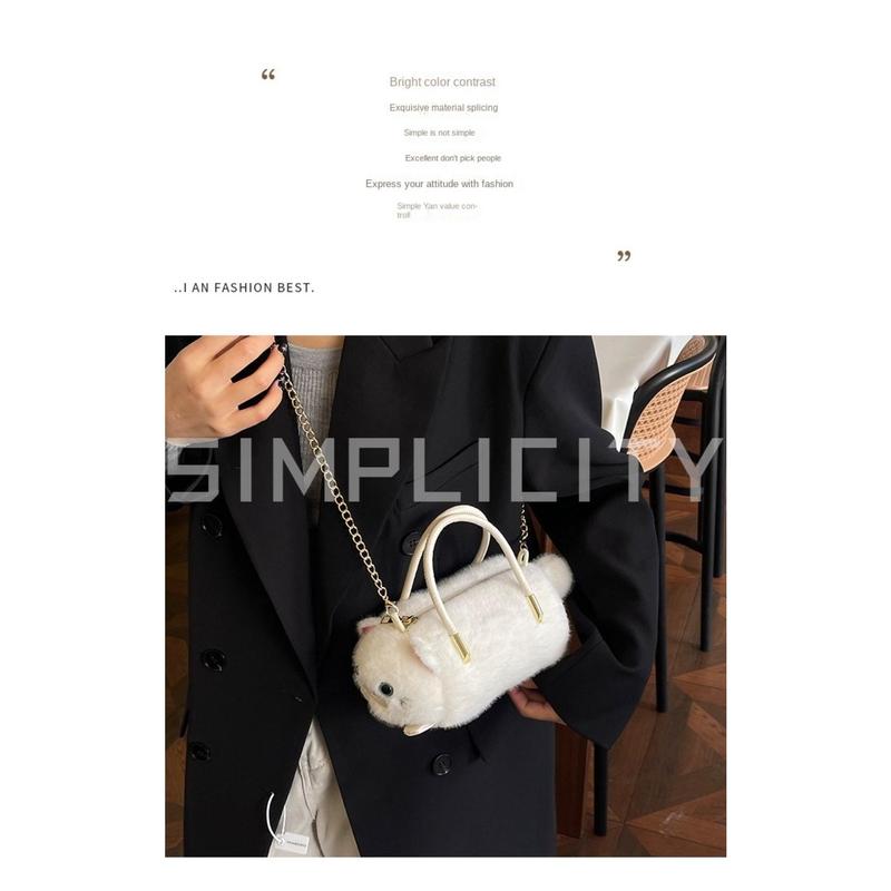 Product Introduction of Cute Cat Handbag Plush Large Capacity Shoulder Crossbody Bag Versatile Multicolor Bucket Bag 19