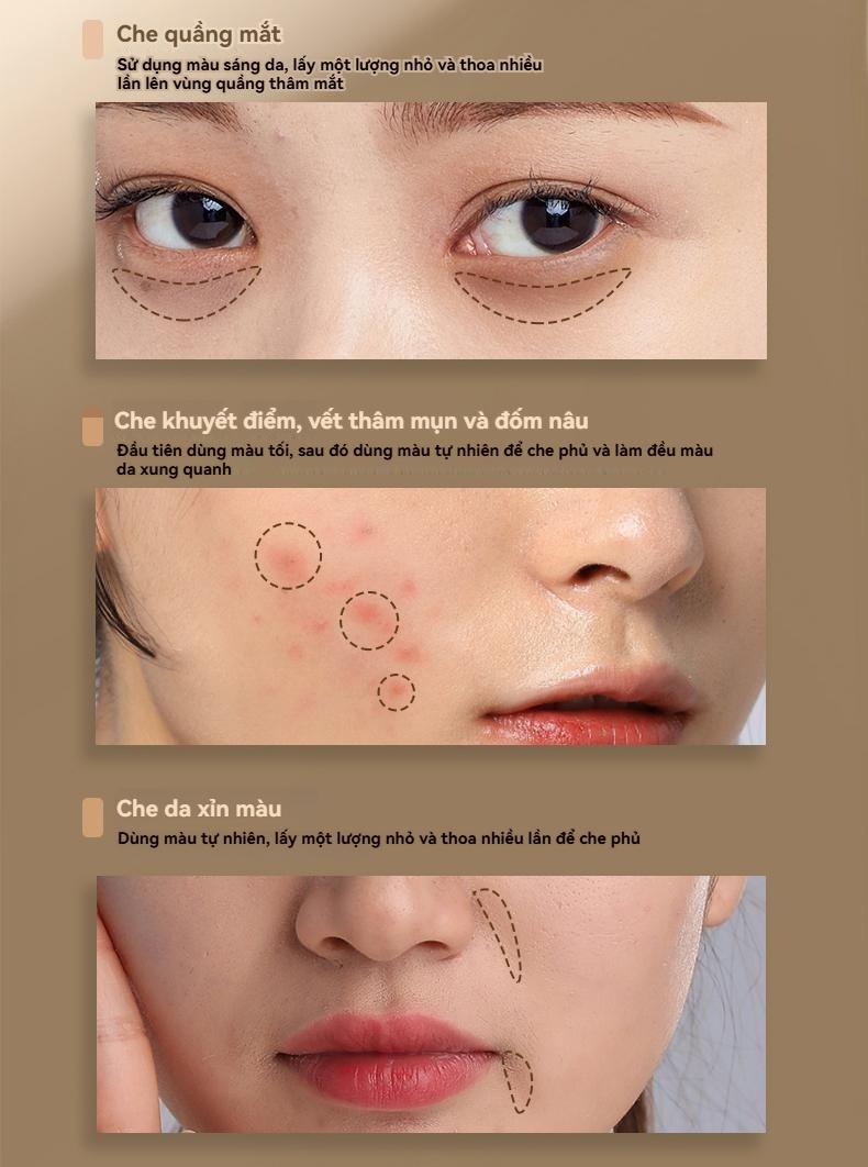 Product Introduction of Bảng Màu Che Khuyết Điểm Đa Năng, 3 Màu, Kem Che Khuyết Điểm Trung Bình Lâu Trôi, Không Thấm Nước, Trang Điểm Mỹ Phẩm Cho Nữ, Trung Bình 12