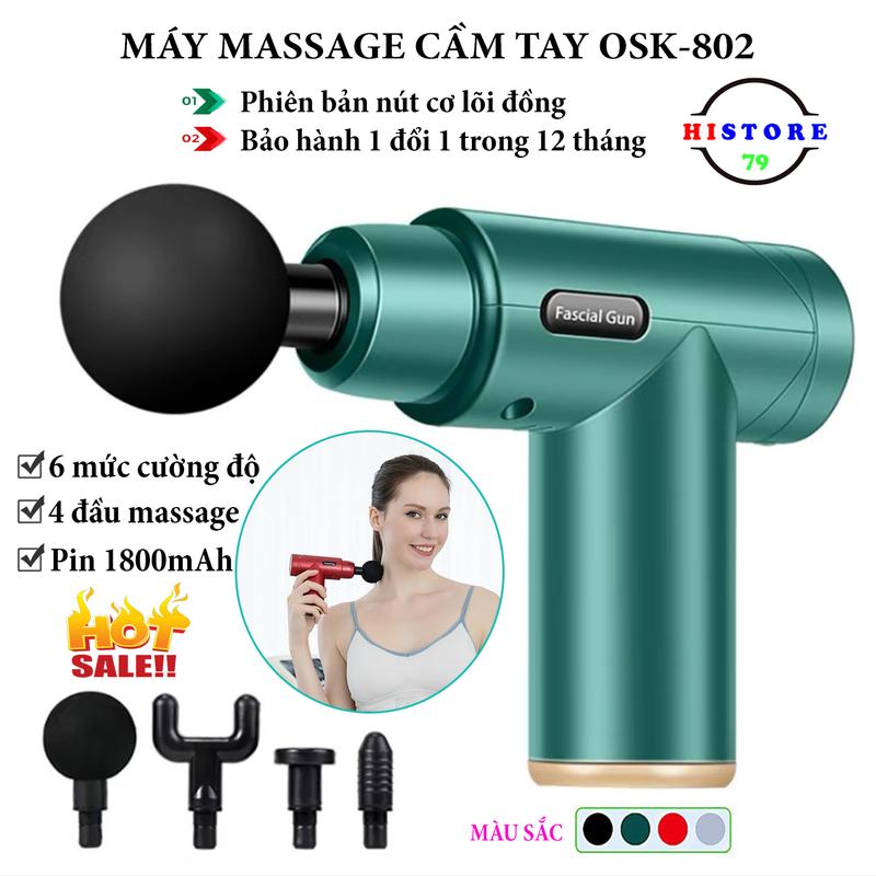 [Có Logo] Máy Massage Cầm Tay OSK-802 4 Đầu 6 Cường Độ Điều Chỉnh, Máy Mát Xa Cầm Tay Tiện Lợi