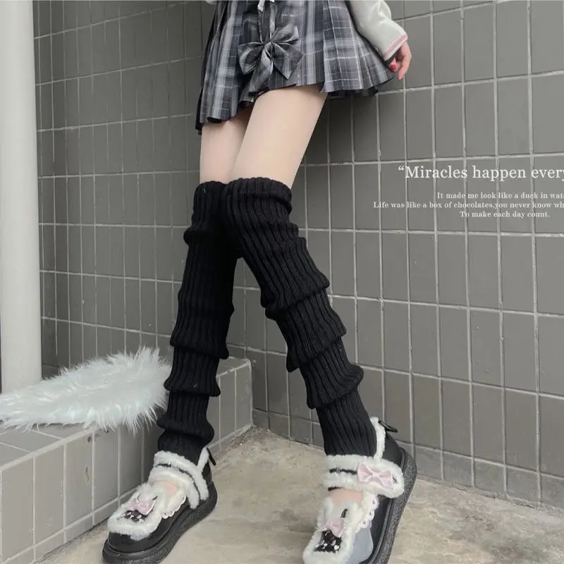 Women's Knitted Leg Warmers, Solid Color/Stripe Elastic Leg Cover, Casual Simple Style Protector