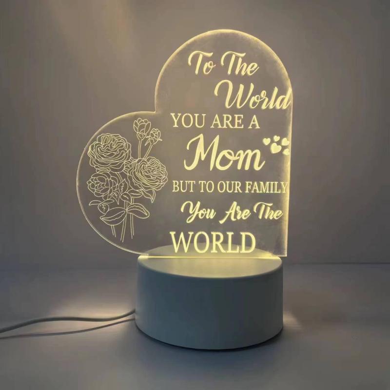 Heart Shaped 3D Night Light, USB Powered To The Mother Design LED Desk Lamp, Decorative Night Light For Bedroom 0