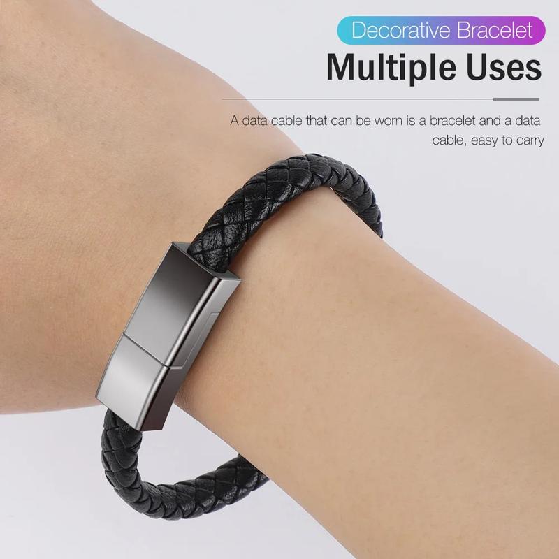 Product Introduction of USB Charging Bracelet Cable Fashion Double Braided Wrist Data Charger Cord For IPhone Type-c Micro Mobile Phone usb  charging 5