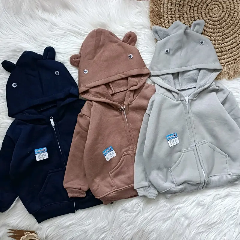 Jaket hoodie saku polos 3-12 bulan 2