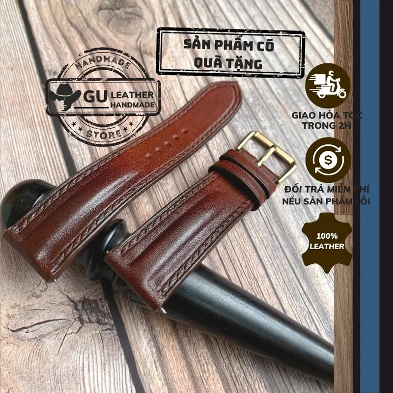 Dây da đồng hồ nam handmade màu patina chất liệu da bò vegtan size dây 18/ 20/ 21/ 22/ 24mm -  Gu Leather 0