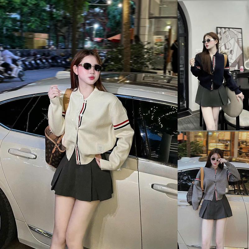 Set bộ áo dài tay chạy mí sọc tay kết hợp chân váy xếp ly chất Umi dễ mặc by thời trang news Nữ Top Women