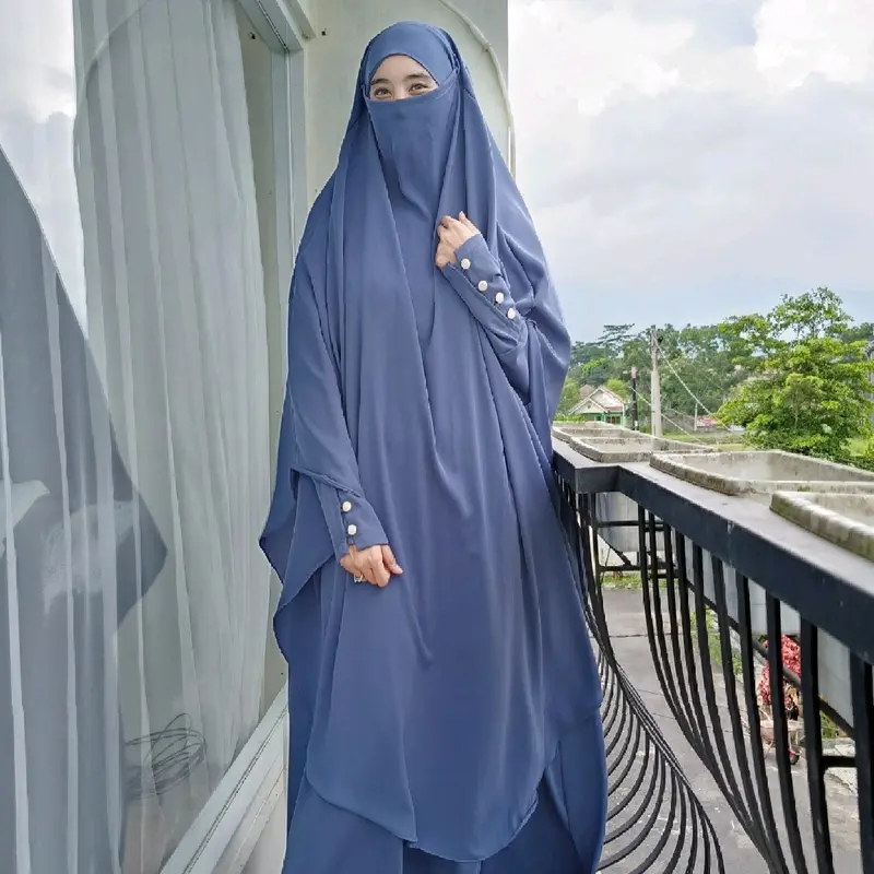 French Khimar Veloxa Jumbo Panjang Jilbab Kerudung Cadar Syari Instant Hijab Aja Wanita Muslim Bergo 1