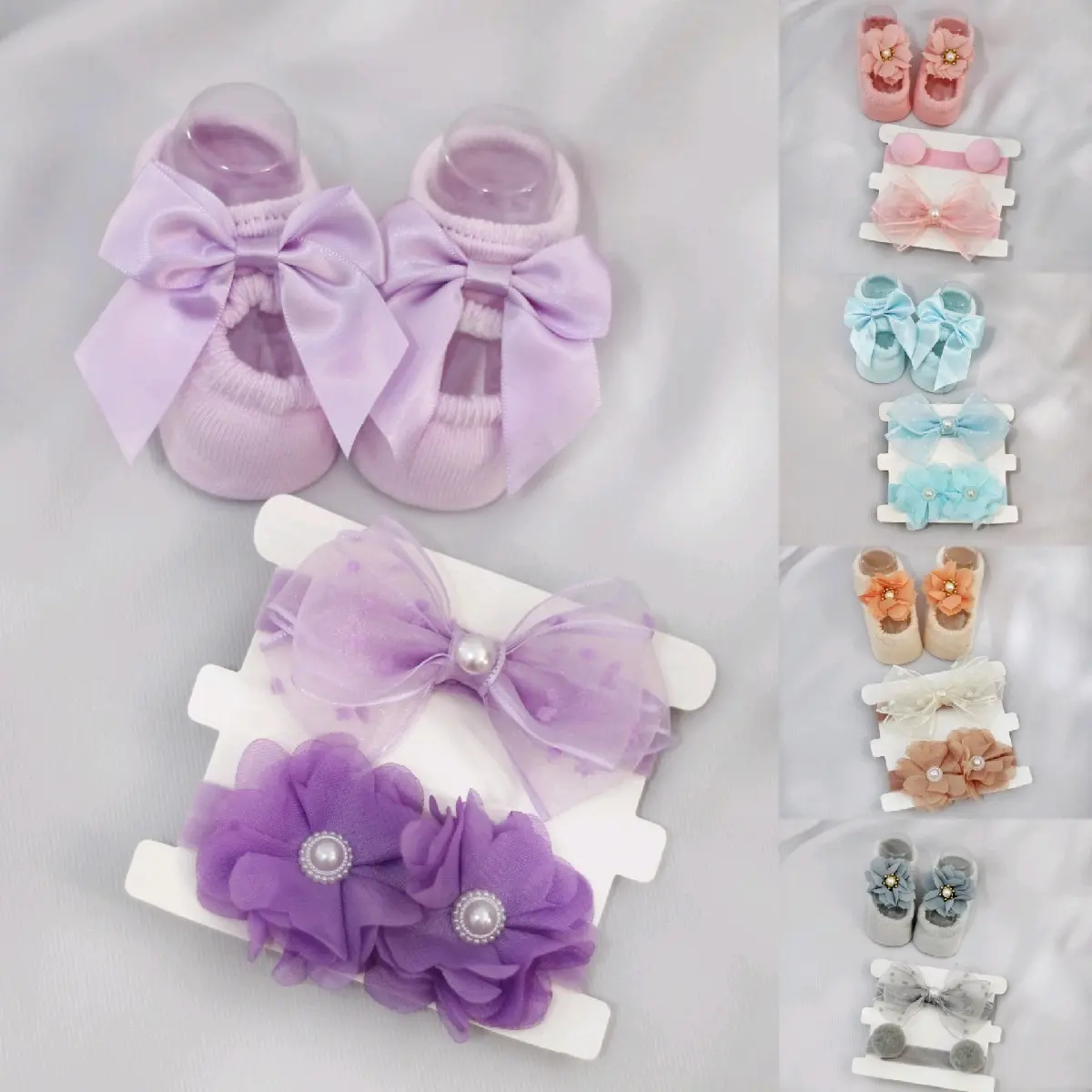 Set Bundle 2pc Headband dan Kaos Kaki Bayi | Size Newborn