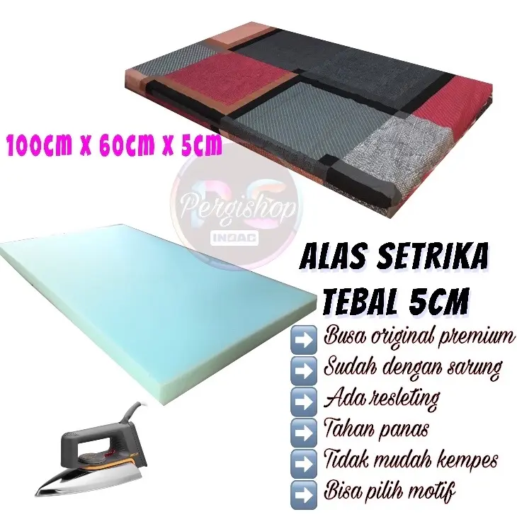 ALAS SETRIKA TEBAL 5cm ALAS SETRIKA UKURAN 100cm x 60cm x 5cm ALAS GOSOK TEBAL 5cm ALAS SETRIKA BUSA INOAC TEBAL 5cm BERKUALITAS JEPANG KASUR BAYI BUSA INOAC TEBAL 5cm Dapat dilipat Portabel