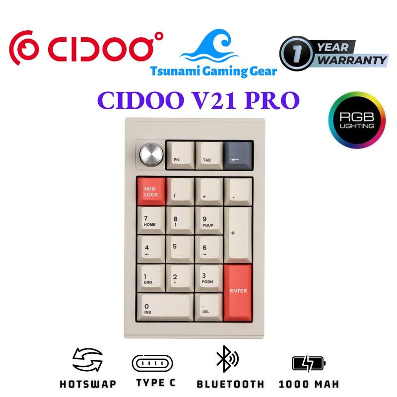 Numpad Cidoo V21 Pro không dây | Gasket Mount, 3 Mode, Led RGB , Hotswap - Bảo hành 12 tháng