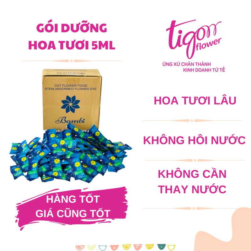 200 gói NƯỚC DƯỠNG HOA BAMBI - Hoa tươi lâu rực rỡ, giữ nước sạch hơn (1 gói 5ml)