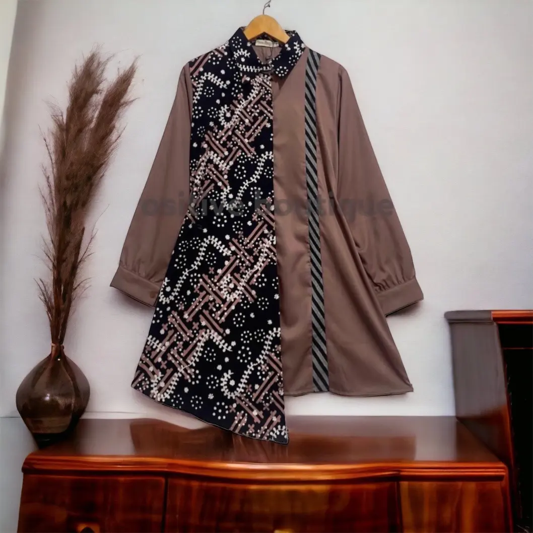 kemeja cauple batik cap kombinasi katun toyobo Darra busuy B 16 Atasan Wanita Setelan Dewasa Pasangan Baju Panjang