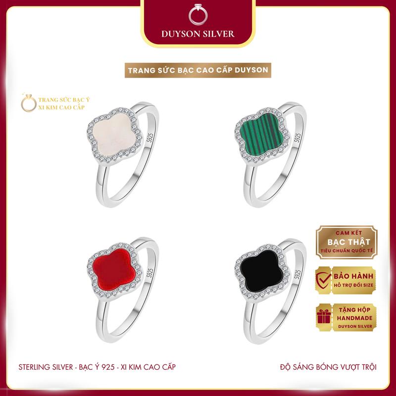  Nhẫn bạc Ý cỏ 4 lá mạ vàng trắng cao cấp Duyson Silver Nhẫn bạc cỏ bốn lá phiên bản cao cấp Four - Leaf Clover NXK61 