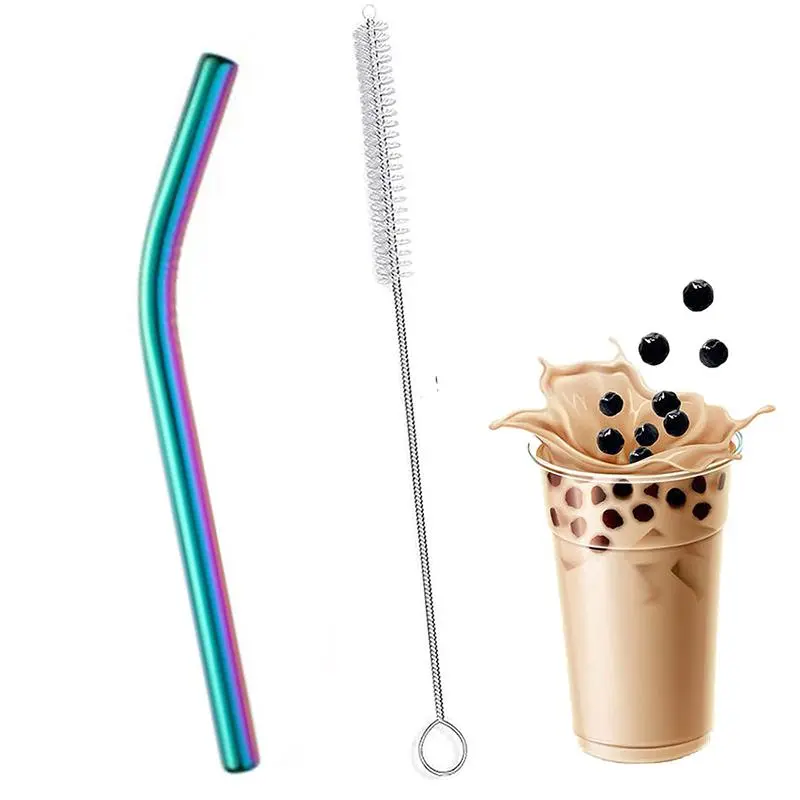 Straw Stainless Steel Straw Thick Straw Tapioca Milk Tea Large Straw No Clogging Easy to Suck Diameter