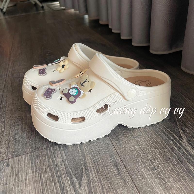 Sục Nữ sục cross Dép sandal nữ đế cao 6.5cm có gắn ticker đáng yêu DéP Shoes Women GiàY Jean