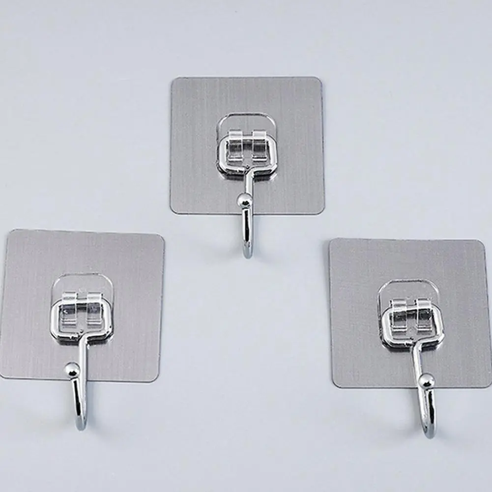 Móc Không Có Lỗ, Chất Kết Dính Mạnh Phụ, Treo Tường, Trong Suốt, Gia Dụng, Không Để Lại Dấu Vết, Chịu Lực, Móc Dính Nhà Bếp, Có Sẵn Trong 1 / 5 Cái