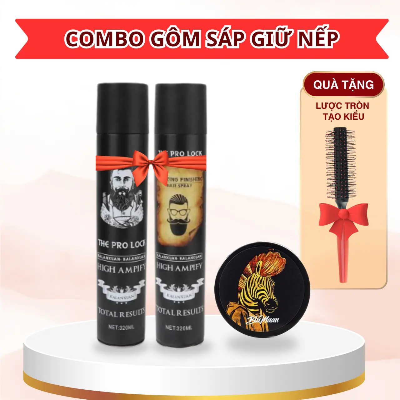 Combo 1 Gôm The Prolock 420ml kèm Sáp cứng hương kẹo ngọt tặng lược